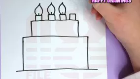 نقاشی به کودکان-آموزش نقاشی ساده-نحوه نقاشی کردن کیک تولد