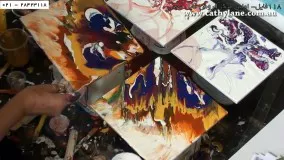 نقاشی آبستره سه بعدی-آموزش نقاشی آبستره- آبستره گل تکنیک پیورینگ واکرلیک