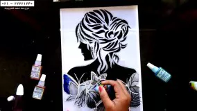 آموزش ویترای-آموزش نقاشی روی ظروف-آموزش کشیدن نقاشی یک خانم روی شیشه  2