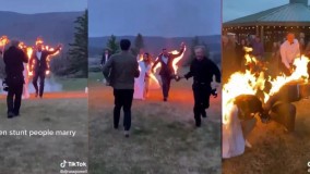 عروس و داماد، خود را آتش زدند!