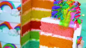 آموزش بهترین ایده‌های تزیین کیک رنگین کمانی تولد :: کیک خانگی