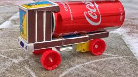 آموزش کاردستی: کامیون برقی با استفاده از قوطی کوکاکولا و جعبه کبریت