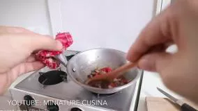 آشپزی مینیاتوری با گوشت و تخم مرغ